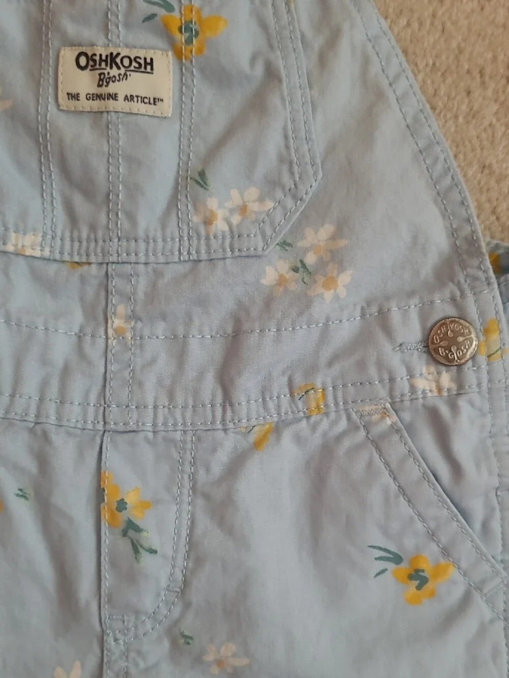 OshKosh B'gosh Toddler Pale Blue Floral Short Overalls